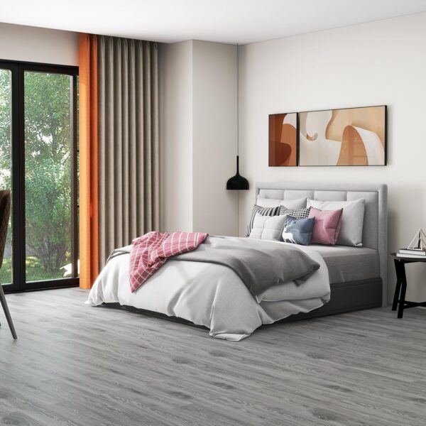 Mysflosy Peel & Stick Vinyl Floor Tiles, 6x36in, 36pk, 54 Sq.Ft, Waterproof, Light Grey - Image 2