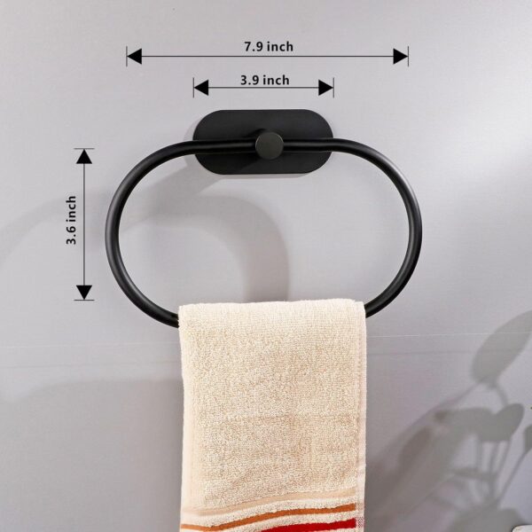 Self-Adhesive Black Towel Ring for Bathroom, No Drilling Stainless Steel - Image 5