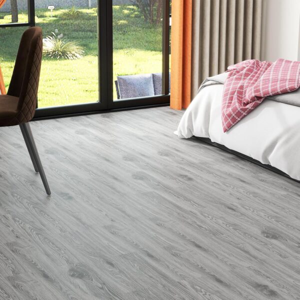 Mysflosy Peel & Stick Vinyl Floor Tiles, 6x36in, 36pk, 54 Sq.Ft, Waterproof, Light Grey - Image 4