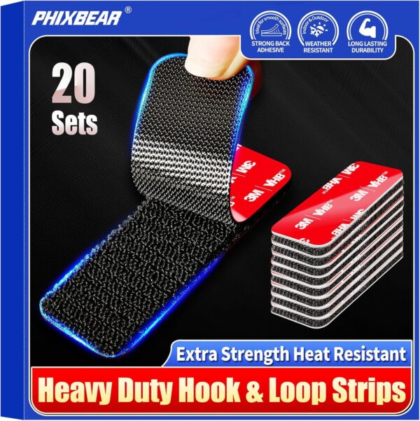 20 Sets 3M VHB Hook and Loop Strips, Heavy Duty, Waterproof