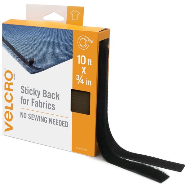 VELCRO Brand Sticky Back Fabric Tape, 10 Ft Roll, Black