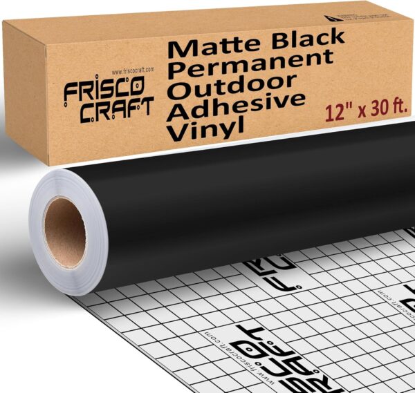 Matte Black Permanent Outdoor Vinyl Roll (12" x 30ft)