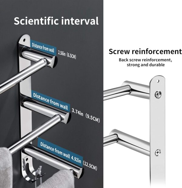 Retractable Stainless Steel Towel Rack with 3M Adhesive (2 Bars) - Image 5