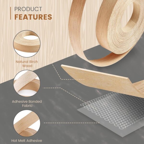 50ft 3/4" Premium Wood Grain Edge Banding Tape - Image 2