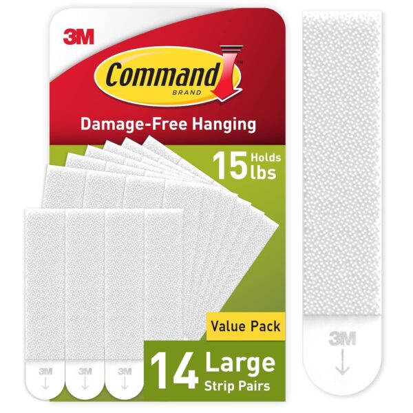 Command Large Picture Hanging Strips, White, 16 lbs, 14-Pairs