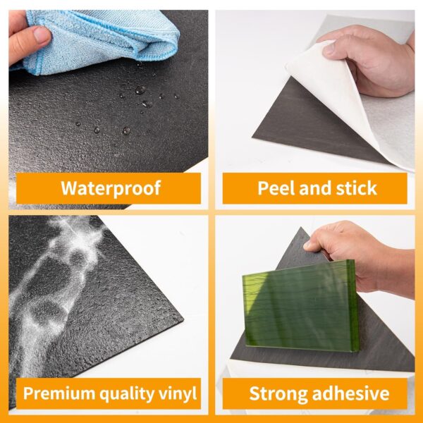 30-Pack Peel and Stick Vinyl Floor Tiles, Waterproof, 30 Sq. Ft - White & Black Texture - Image 4