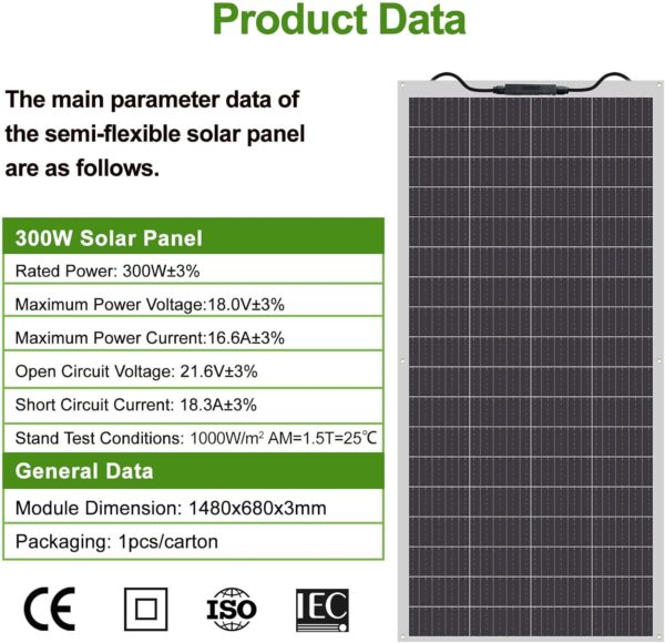 300W Flexible Solar Panel for RV, Trailer, Yacht - Image 6