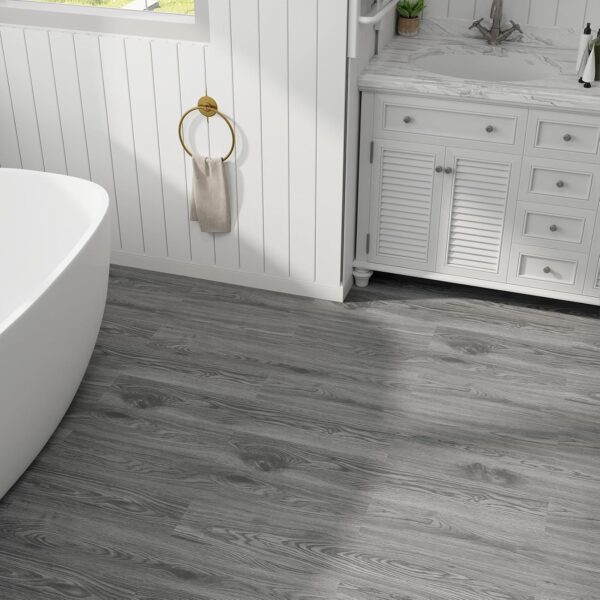 Mysflosy Peel & Stick Vinyl Floor Tiles, 6x36in, 36pk, 54 Sq.Ft, Waterproof, Light Grey - Image 8