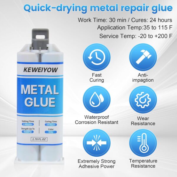 1.76oz Metal Epoxy Glue for Metal, Plastic, Steel, Ceramic - Image 2