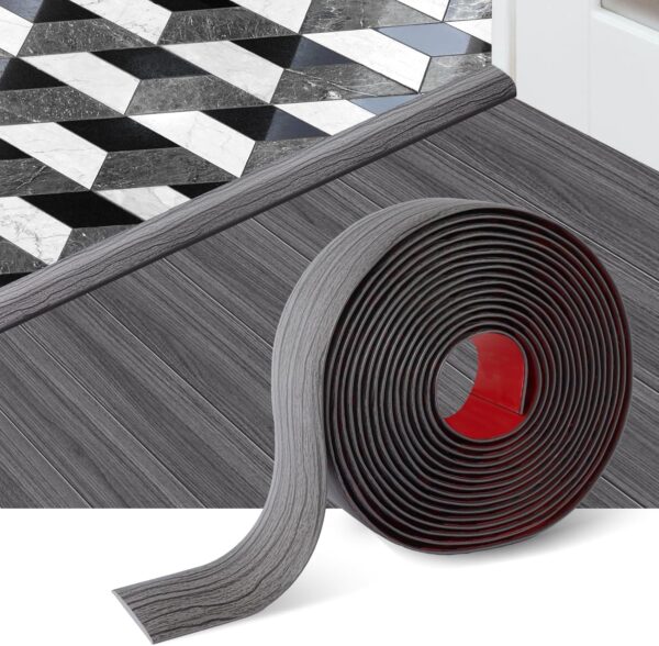 Vinyl Floor Transition Strip 2" Wide Dark Gray Wood Grain Design