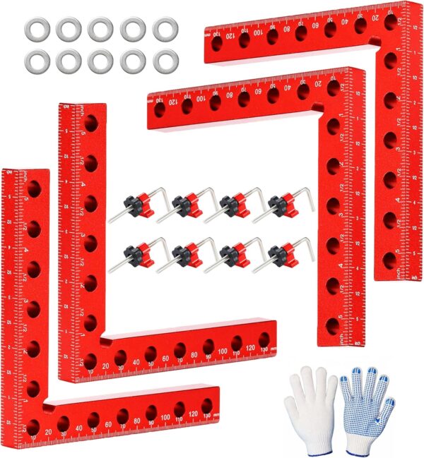 4 Pack Aluminum 90 Degree Corner Clamps, 5.5” x 5.5”