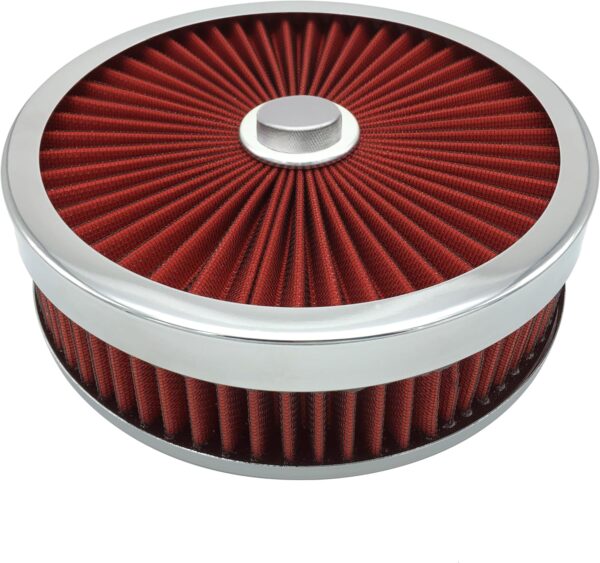 9''X3'' Red Air Filter Kit for V8 Carburetor Engines - Image 2