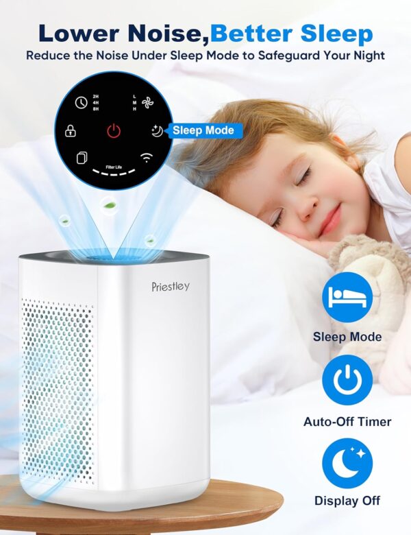 Priestley Smart WiFi Air Purifier for Bedroom/Home/Dorm up to 1100Ft² - Image 3