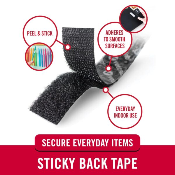 VELCRO Brand Sticky Back Strips | 4 Count | Black 3 1/2 x 3/4 In - Image 2