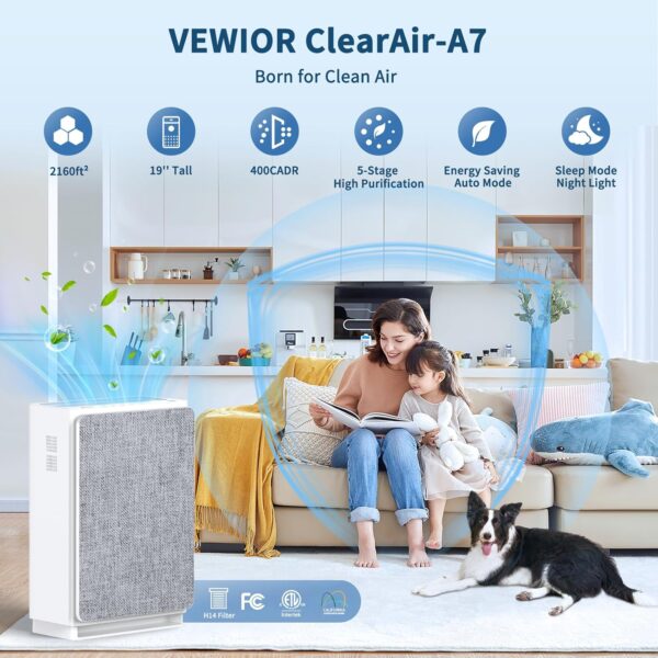 VEWIOR H14 True HEPA Air Purifier for Large Rooms - Image 3