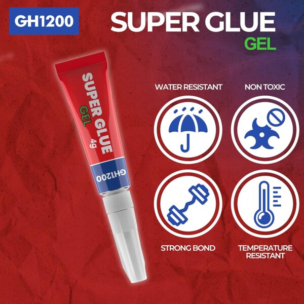 5-Pack Super Glue Gel with Anti Clog Cap - Strong Adhesive for DIY Crafts - Image 3