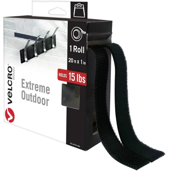 VELCRO Brand Outdoor Mounting Tape | 20Ft x 1 In | Holds 15 lbs