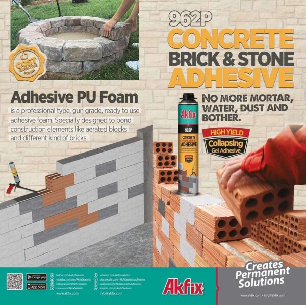 Akfix 962P 24 oz Adhesive for Concrete, Stone, Brick - Image 2