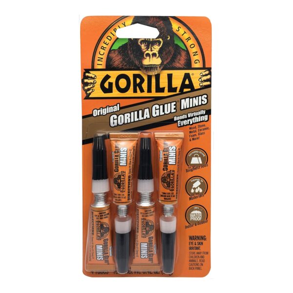 Gorilla Minis Waterproof Glue, 4 Tubes, Brown