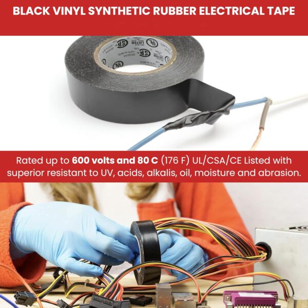 GGR Supplies Professional Grade PVC Electrical Tape: 600V, 176F - Image 5