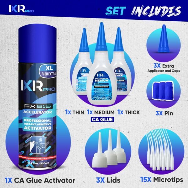 CA Glue Kit with Activator: Thin-Medium-Thick + 16.9 fl.oz. - Image 2