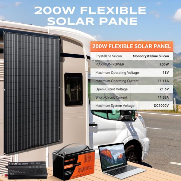 200W Flexible Solar Panel for RV, Trailer, Camper, Cabin - Image 4