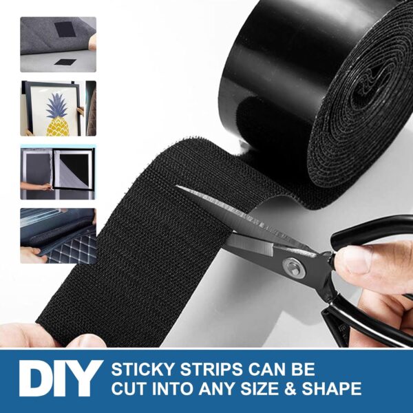 1" x 32.8' Self Adhesive Hook and Loop Tape - Black - Image 4