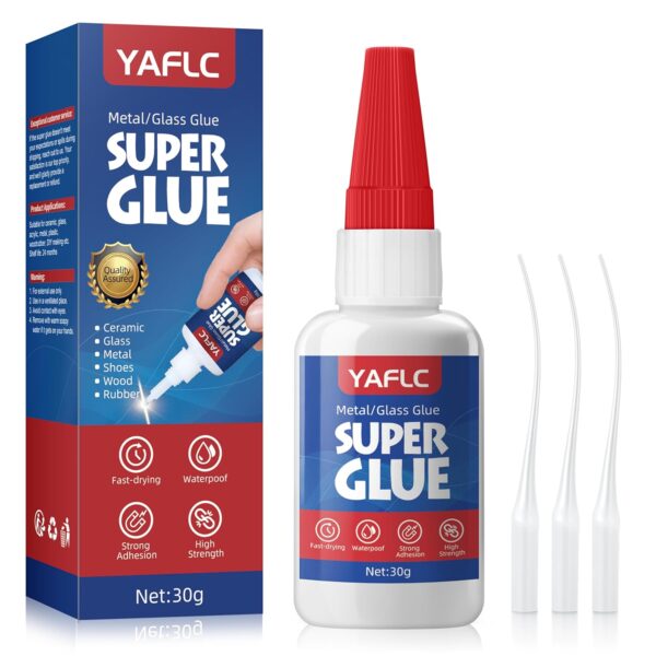 YAFLC 30g Super Glue for Ceramic, Plastic, Metal, Wood