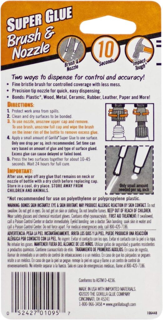 Gorilla Super Glue, 13.2g, Clear, Brush & Nozzle Applicator - Image 4