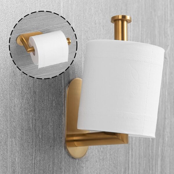 Gold Toilet Paper Holder Adhesive for Bathroom - Image 3