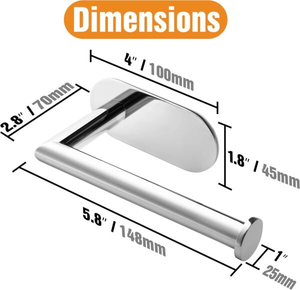 HITSLAM Chrome Self Adhesive Toilet Paper Holder for Bathroom - Image 5