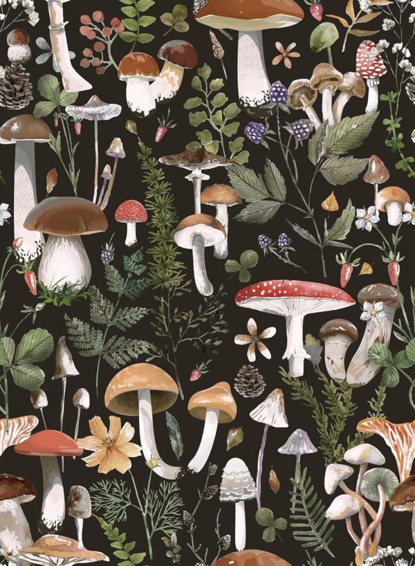 Boho Mushroom Contact Paper for Cabinets, 17.3" x 118"