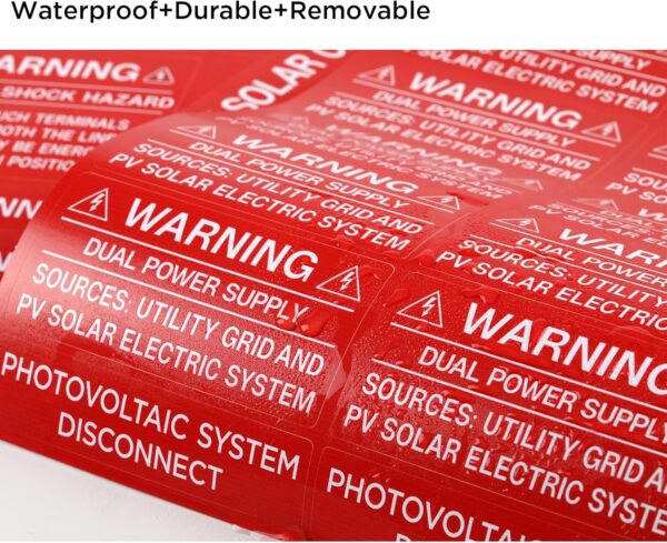 62 Pack Solar PV System Labels - UV Resistant, NEC Compliant - ANSI/ISO Approved - Image 3