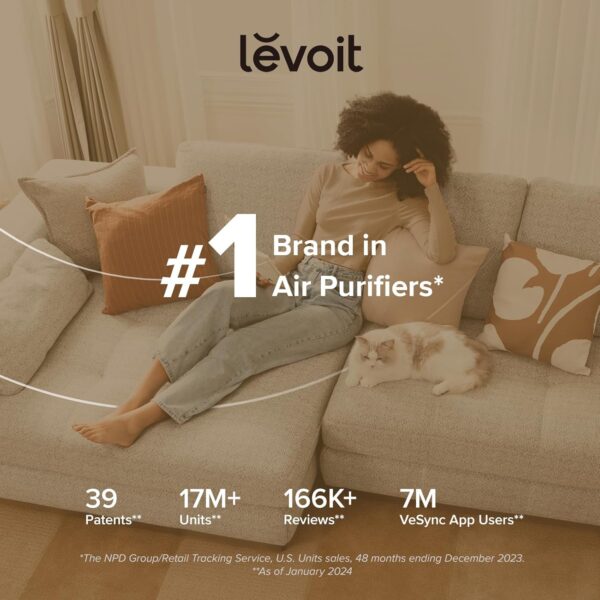 LEVOIT 3-in-1 Air Purifier for Bedroom, Portable, Black - Image 6