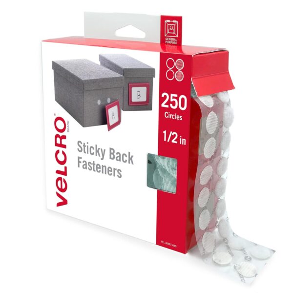 VELCRO Brand Adhesive Dots | 250pk, White | 1/2 Inch