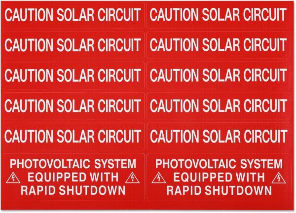 62 Pack Solar PV System Labels - UV Resistant, NEC Compliant - ANSI/ISO Approved - Image 5