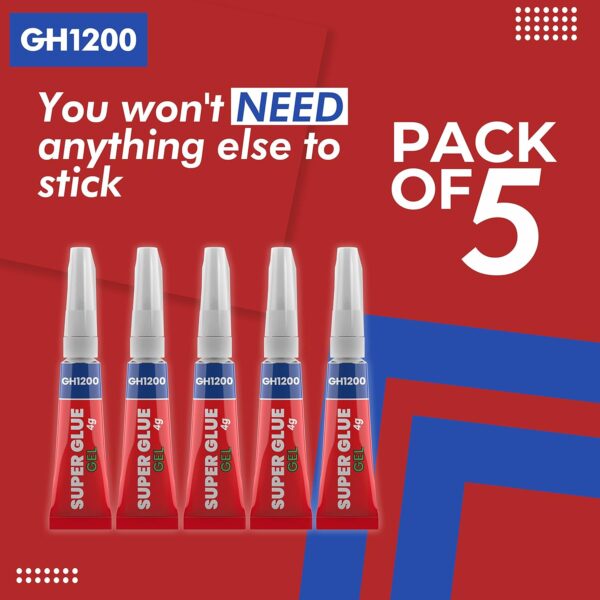 5-Pack Super Glue Gel with Anti Clog Cap - Strong Adhesive for DIY Crafts - Image 4