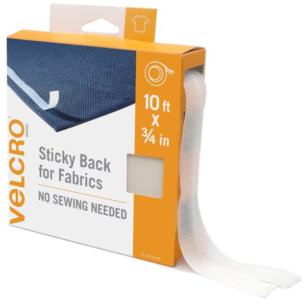 VELCRO Brand Sticky Back Fabric Tape, 10 Ft Roll, White