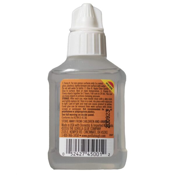 Gorilla Clear Glue, 1.75 oz Bottle, Clear - Image 5