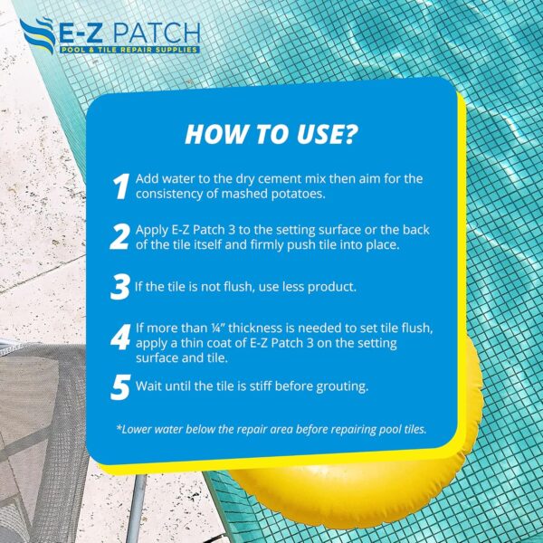 E-Z Patch 3 Pool Tile Thinset Cement (1 lb) - Image 5