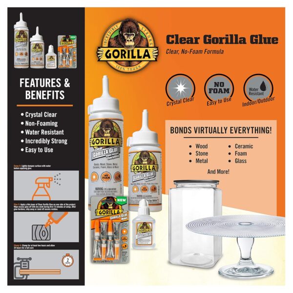 Gorilla Clear Glue, 1.75 oz Bottle, Clear - Image 3