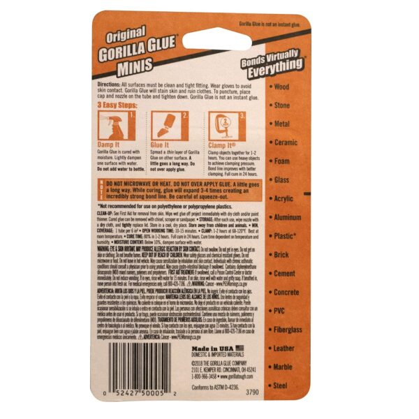 Gorilla Minis Waterproof Glue, 4 Tubes, Brown - Image 2