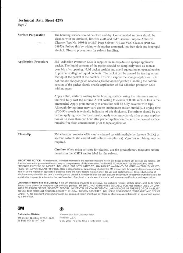 3M 4298 Adhesion Promoter with 3 Sponge Applicators - Image 3