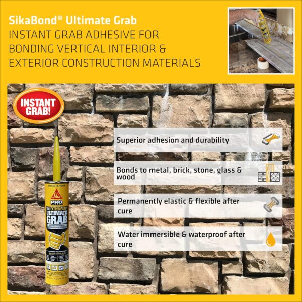 SIKA - Ultimate Grab Gray Polyurethane Adhesive 10.1 fl.oz - Image 3