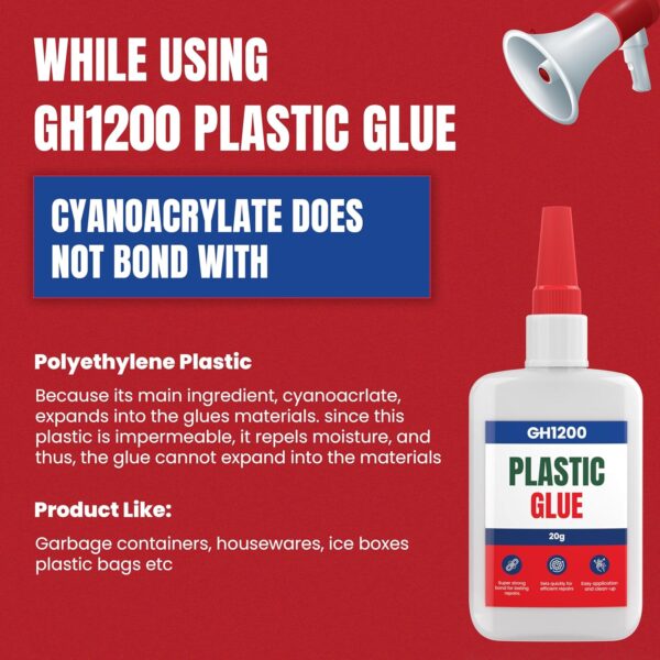 GH1200 2 Pack Super Glue for Plastic - Fast Setting, Heavy Duty, Crystal Clear - Image 7