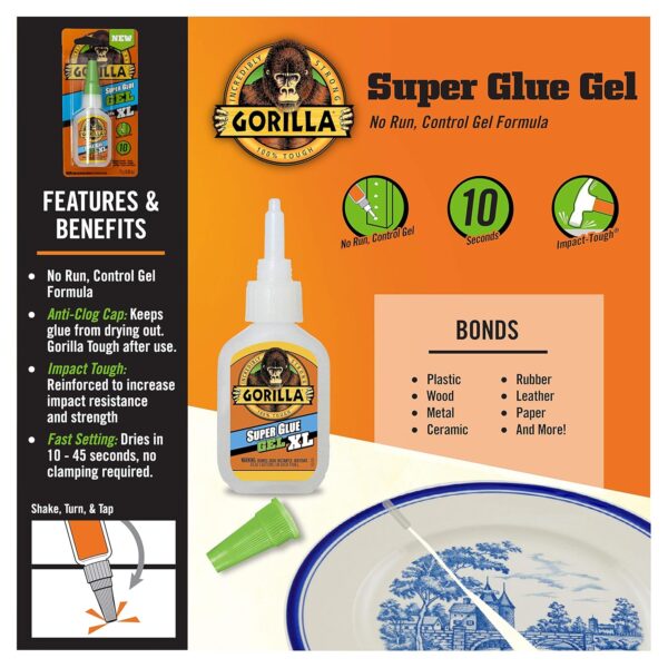 Gorilla Super Glue Gel XL, 25g, Clear - Image 3