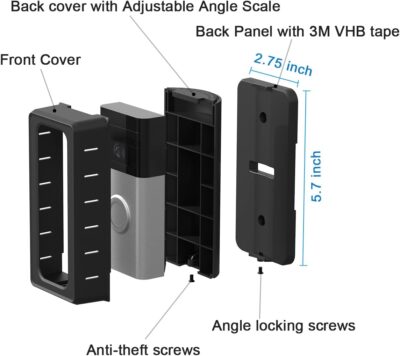 Adhesive Video Doorbell Mount with Adjustable Angle Bracket - Image 2