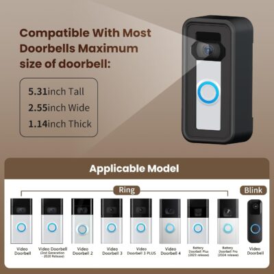 Video Doorbell Adhesive Mount with Strong No-Drill Bracket - Image 2