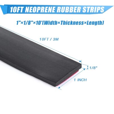 Neoprene Rubber Strips with Adhesive Backing - 1" x 1/8" x 10' - Image 2