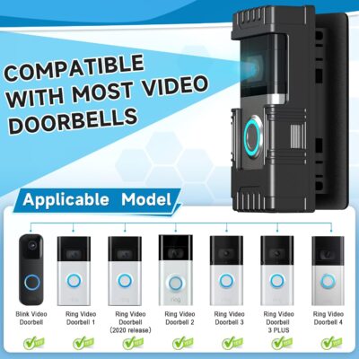 Anti-Theft Doorbell Mount for Blink/Ring, Adjustable Angle, No Drill - Image 2